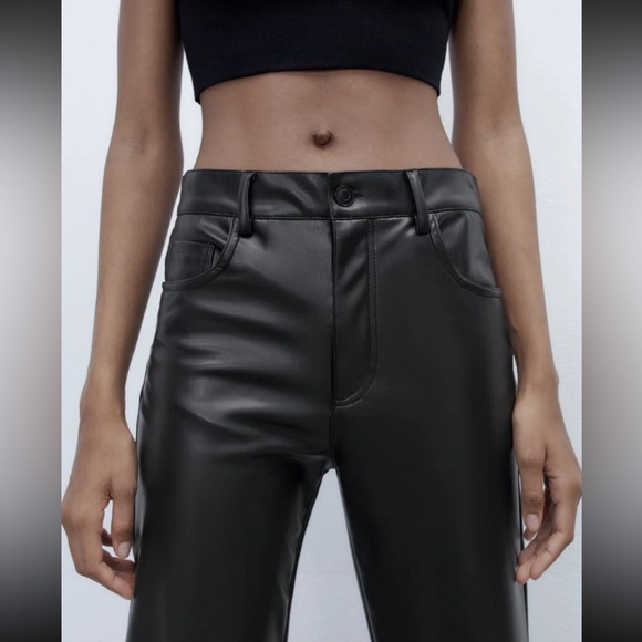 NWT Zara Faux Leather Straight Leg Pants - Picture 2 of 11